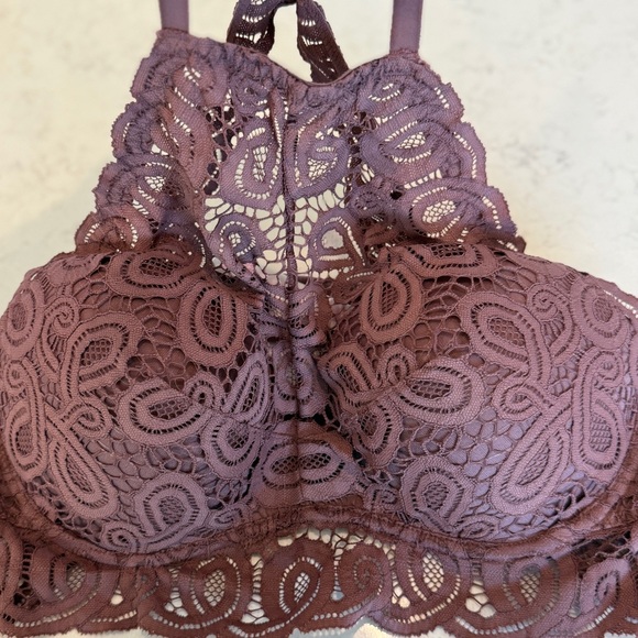 PINK Victoria’s Secret Lace High Neck Push-Up Bralette Mauve Dusty Rose Size L - Picture 4 of 7